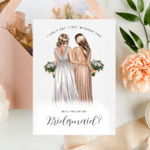 Ben je mijn Bridesmaid? Meisjes in gowns V2 Invit