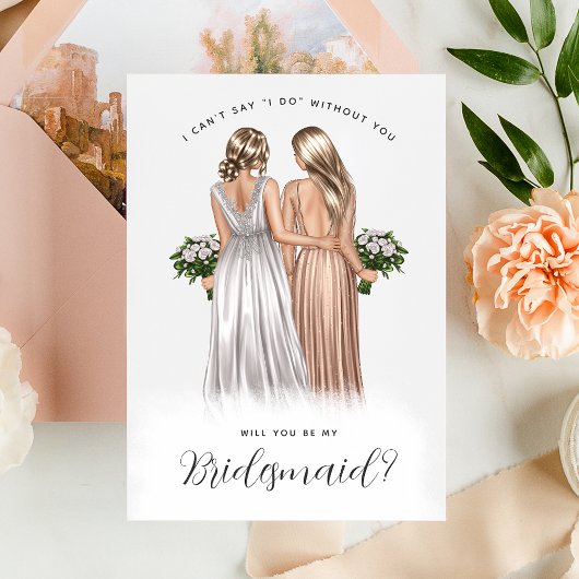 Ben je mijn Bridesmaid? Meisjes in gowns V2 Invit Kaart