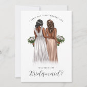 Ben je mijn Bridesmaid? Meisjes in gowns V2 Invit Kaart (Voorkant)