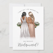 Ben je mijn Bridesmaid? Meisjes in gowns V2 Invit Kaart (Voorkant)