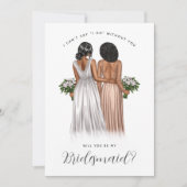 Ben je mijn Bridesmaid? Meisjes in gowns V2 Invit Kaart (Voorkant)