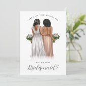 Ben je mijn Bridesmaid? Meisjes in gowns V2 Invit Kaart (Staand voorkant)