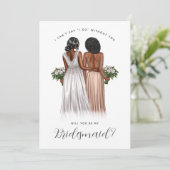 Ben je mijn Bridesmaid? Meisjes in gowns V2 Invit Kaart (Staand voorkant)