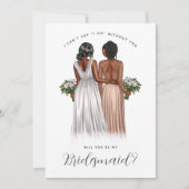 Ben je mijn Bridesmaid? Meisjes in gowns V2 Invit Kaart (Voorkant)