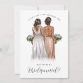 Ben je mijn Bridesmaid? Meisjes in gowns V2 Invit Kaart (Voorkant)