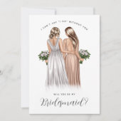 Ben je mijn Bridesmaid? Meisjes in gowns V2 Invit Kaart (Voorkant)