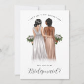 Ben je mijn Bridesmaid? Meisjes in gowns V2 Invit Kaart (Voorkant)