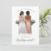 Ben je mijn Bridesmaid? Meisjes in gowns V2 Invit Kaart (Staand voorkant)