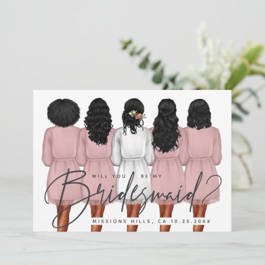 Ben je mijn Bridesmaid? Meisjes in Robes V2 Kaart (Staand voorkant)