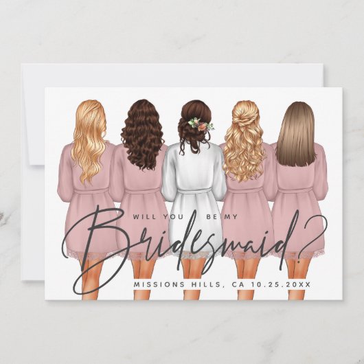 Ben je mijn Bridesmaid? Meisjes in Robes V2 Kaart (Voorkant)