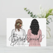 Ben je mijn Bridesmaid? Meisjes in Robes V2 Uitnod Kaart (Staand voorkant)