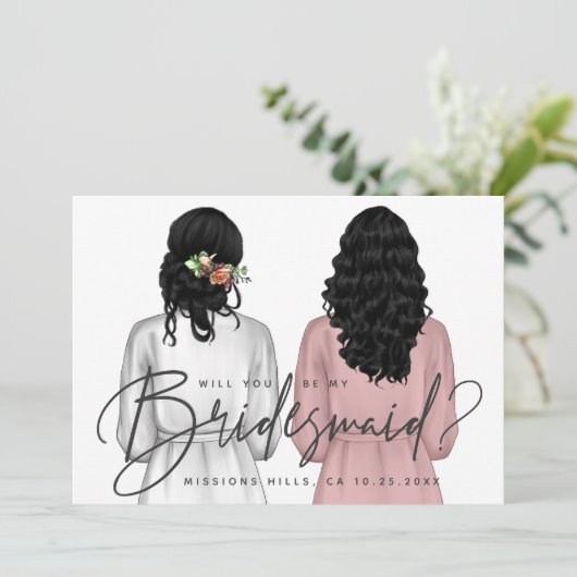 Ben je mijn Bridesmaid? Meisjes in Robes V2 Uitnod Kaart (Staand voorkant)
