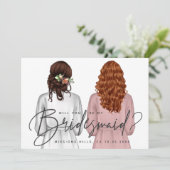 Ben je mijn Bridesmaid? Meisjes in Robes V2 Uitnod Kaart (Staand voorkant)