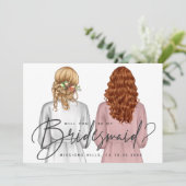 Ben je mijn Bridesmaid? Meisjes in Robes V2 Uitnod Kaart (Staand voorkant)