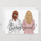 Ben je mijn Bridesmaid? Meisjes in Robes V2 Uitnod Kaart (Voorkant)