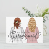 Ben je mijn Bridesmaid? Meisjes in Robes V2 Uitnod Kaart (Staand voorkant)