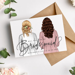 Ben je mijn Bridesmaid? Meisjes in Robes V2 Uitnod Kaart