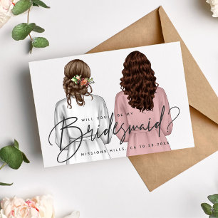Ben je mijn Bridesmaid? Meisjes in Robes V2 Uitnod Kaart