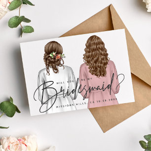 Ben je mijn Bridesmaid? Meisjes in Robes V2 Uitnod Kaart