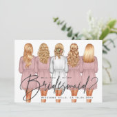 Ben je mijn Bridesmaid? Meisjes in Robes V2 Uitnod Kaart (Staand voorkant)