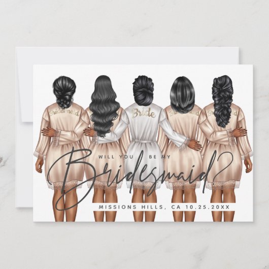 Ben je mijn Bridesmaid? Meisjes in Robes V3 Invit Kaart (Voorkant)