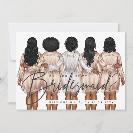 Ben je mijn Bridesmaid? Meisjes in Robes V3 Kaart (Voorkant)