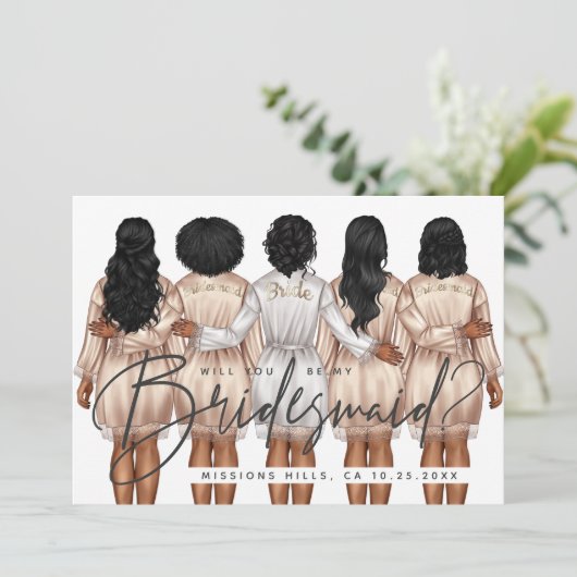 Ben je mijn Bridesmaid? Meisjes in Robes V3 Kaart (Staand voorkant)
