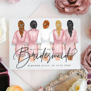 Ben je mijn Bridesmaid? Meisjes op Robes-kaart Kaart