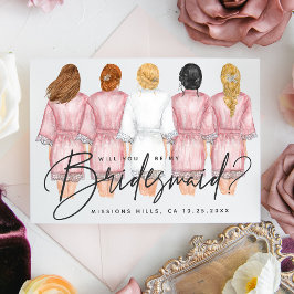 Ben je mijn Bridesmaid? Meisjes op Robes-kaart Kaart