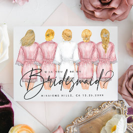 Ben je mijn Bridesmaid? Meisjes op Robes-kaart Kaart