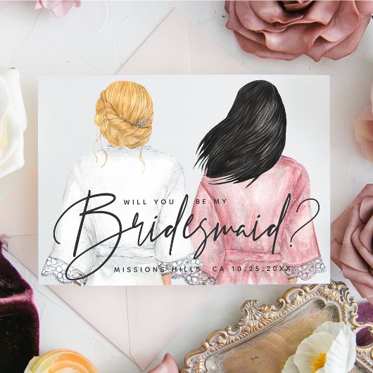 Ben je mijn Bridesmaid? Meisjes op Robes-kaart Kaart