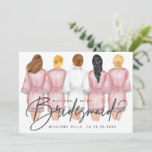 Ben je mijn Bridesmaid? Meisjes op Robes-kaart Kaart (Staand voorkant)