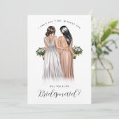 Ben je mijn Bridesmaid? Meisjes van geiten V2 Kaart (Staand voorkant)