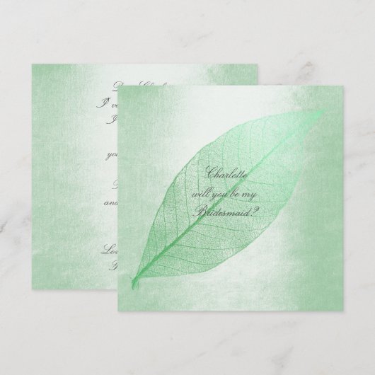 Ben je mijn Bridesmaid? Mint Green-verlof Kaart (Voorkant / Achterkant)