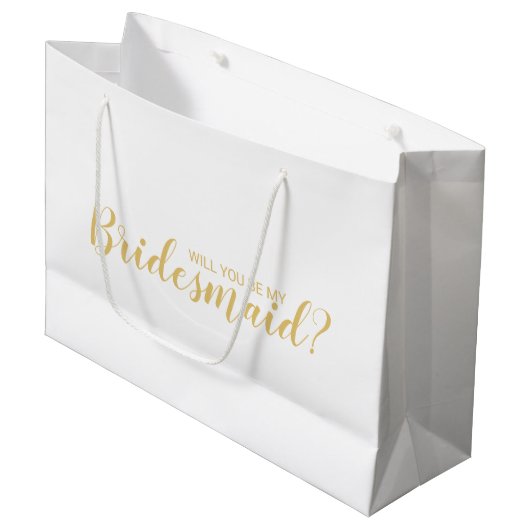 Ben je mijn Bridesmaid? Modern Script Gold Groot Cadeauzakje (Voorkant Gekanteld)