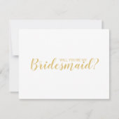 Ben je mijn Bridesmaid? Modern Script Gold Kaart (Voorkant)