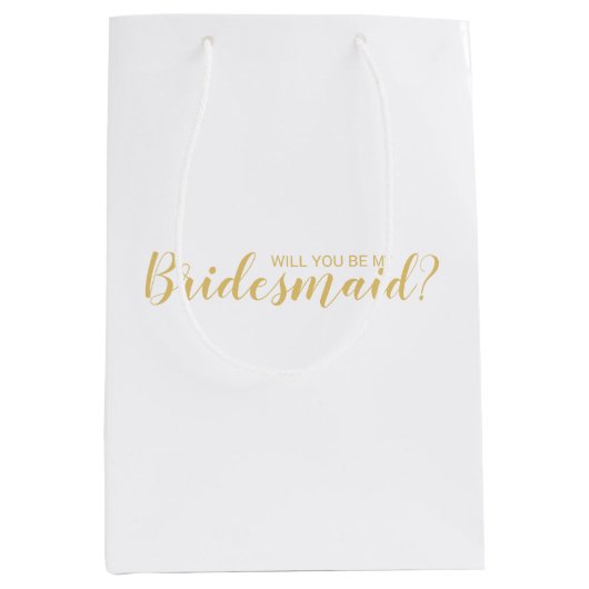 Ben je mijn Bridesmaid? Modern Script Gold Medium Cadeauzakje (Voorkant)