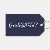 Ben je mijn Bridesmaid? Modern Script Navy Blue Cadeaulabel (Voorkant (Horizontaal))