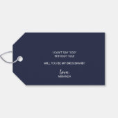 Ben je mijn Bridesmaid? Modern Script Navy Blue Cadeaulabel (Achterkant Horizontaal)