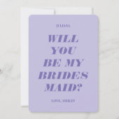 Ben je mijn Bridesmaid? Moderne tekstlavender Kaart (Voorkant)