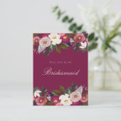 Ben je mijn Bridesmaid? Moody Floral Waterverf Briefkaart (Staand voorkant)