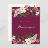 Ben je mijn Bridesmaid? Moody Floral Waterverf Briefkaart (Voorkant / Achterkant)