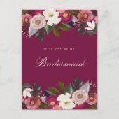 Ben je mijn Bridesmaid? Moody Floral Waterverf Briefkaart (Voorkant)