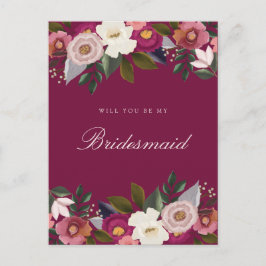 Ben je mijn Bridesmaid? Moody Floral Waterverf Briefkaart
