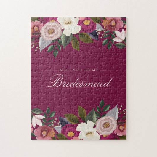 Ben je mijn Bridesmaid? Moody Floral Waterverf Legpuzzel (Verticaal)
