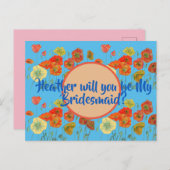 Ben je mijn Bridesmaid? Poppie florale Briefkaart (Voorkant / Achterkant)