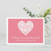 Ben je mijn Bridesmaid? Roze Kaart van het hart (Staand voorkant)
