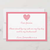 Ben je mijn Bridesmaid? Roze Kaart van het hart (Achterkant)