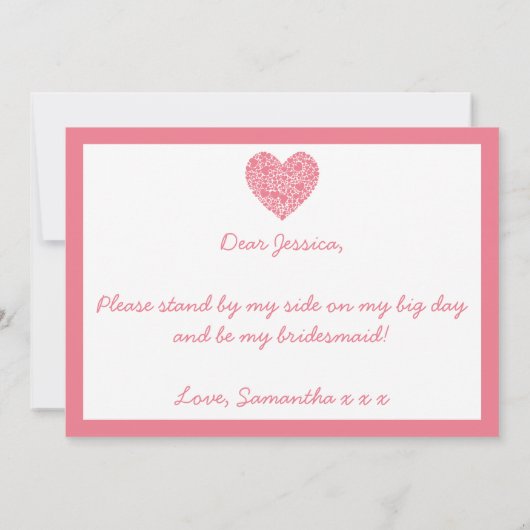 Ben je mijn Bridesmaid? Roze Kaart van het hart (Achterkant)