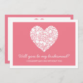 Ben je mijn Bridesmaid? Roze Kaart van het hart (Voorkant / Achterkant)